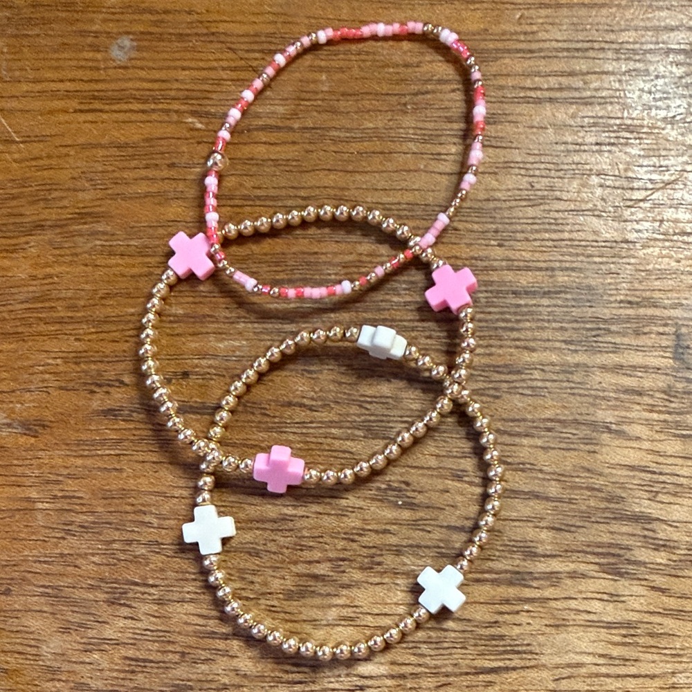 Enewton girls Pink and White Beaded Bracelets Set